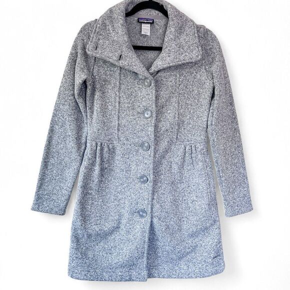 Patagonia Women's Better Sweater Coat Fleece Trench Birch White Gray Size Small - Picture 2 of 9